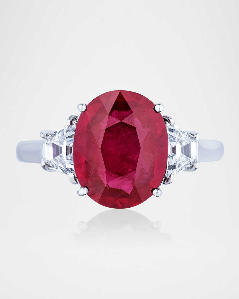 18K White Gold Ruby and Diamond Ring, Size 6.5